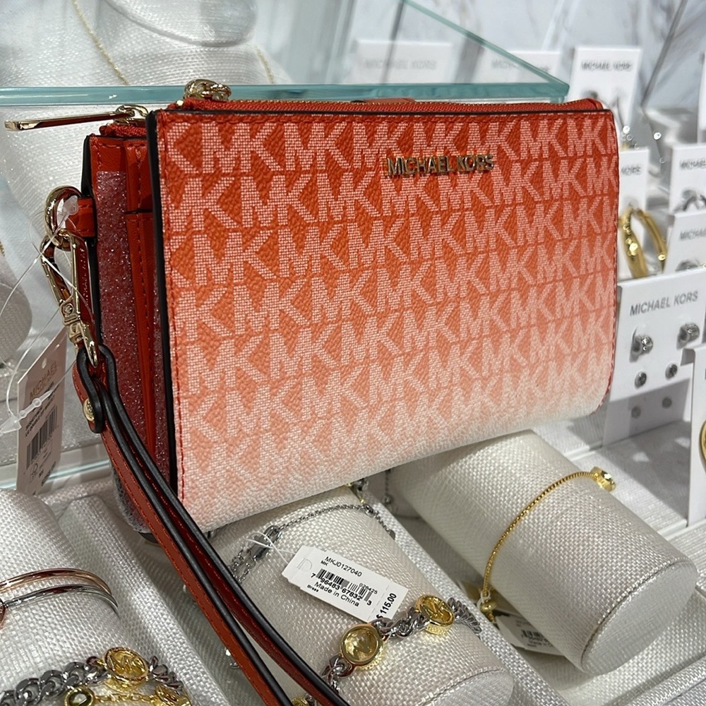 Michael Kors Jet Set Large Ombré Signature Logo Wristlet Smartphone Holder Wall - Picture 6 of 16